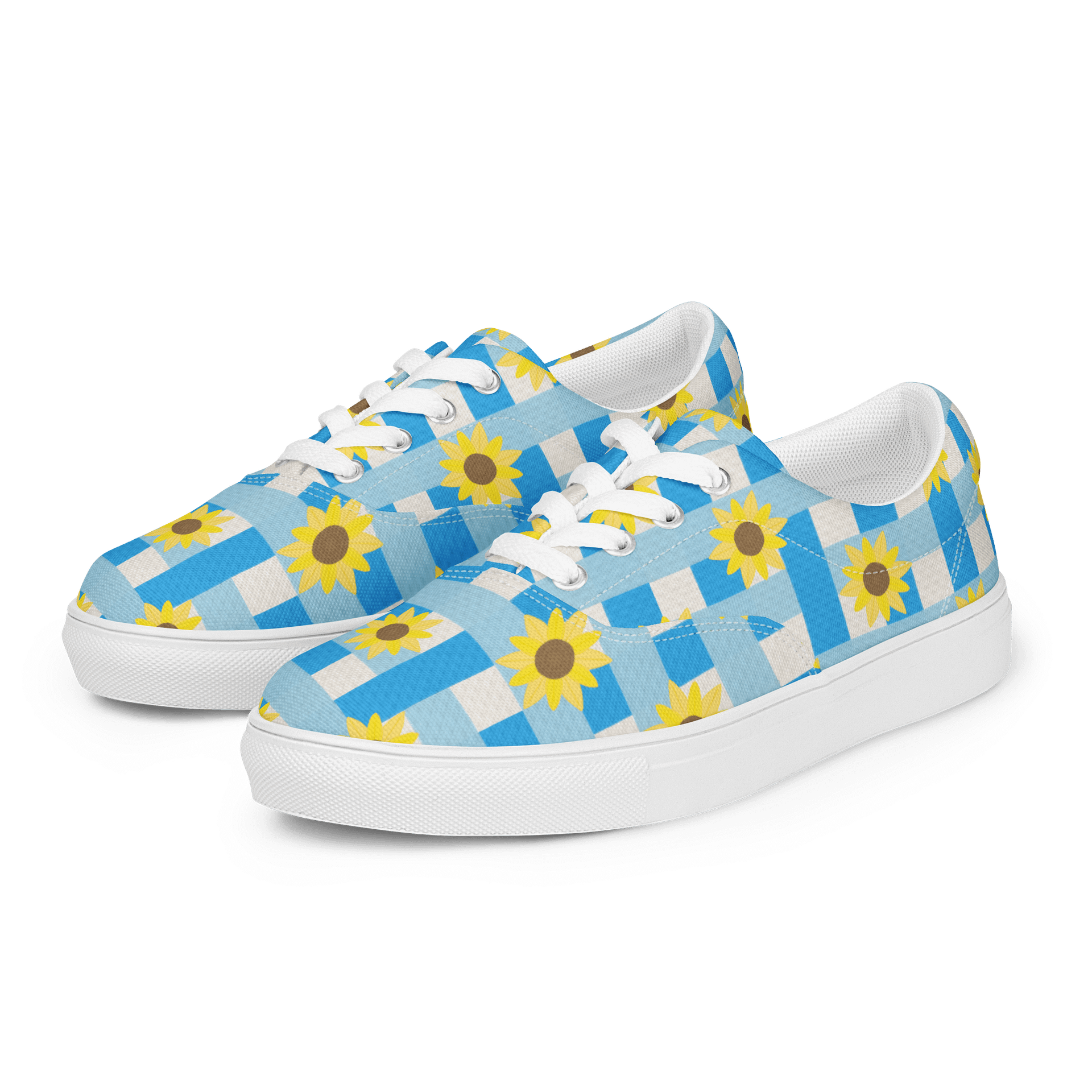 Sunflower Gingham Pattern Lace-Up Shoes in Blue product image (2)