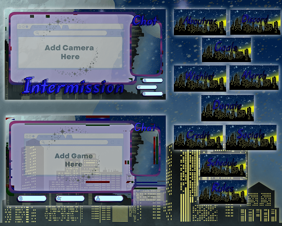 Cityscape Night Stream Overlay Pack product image (2)