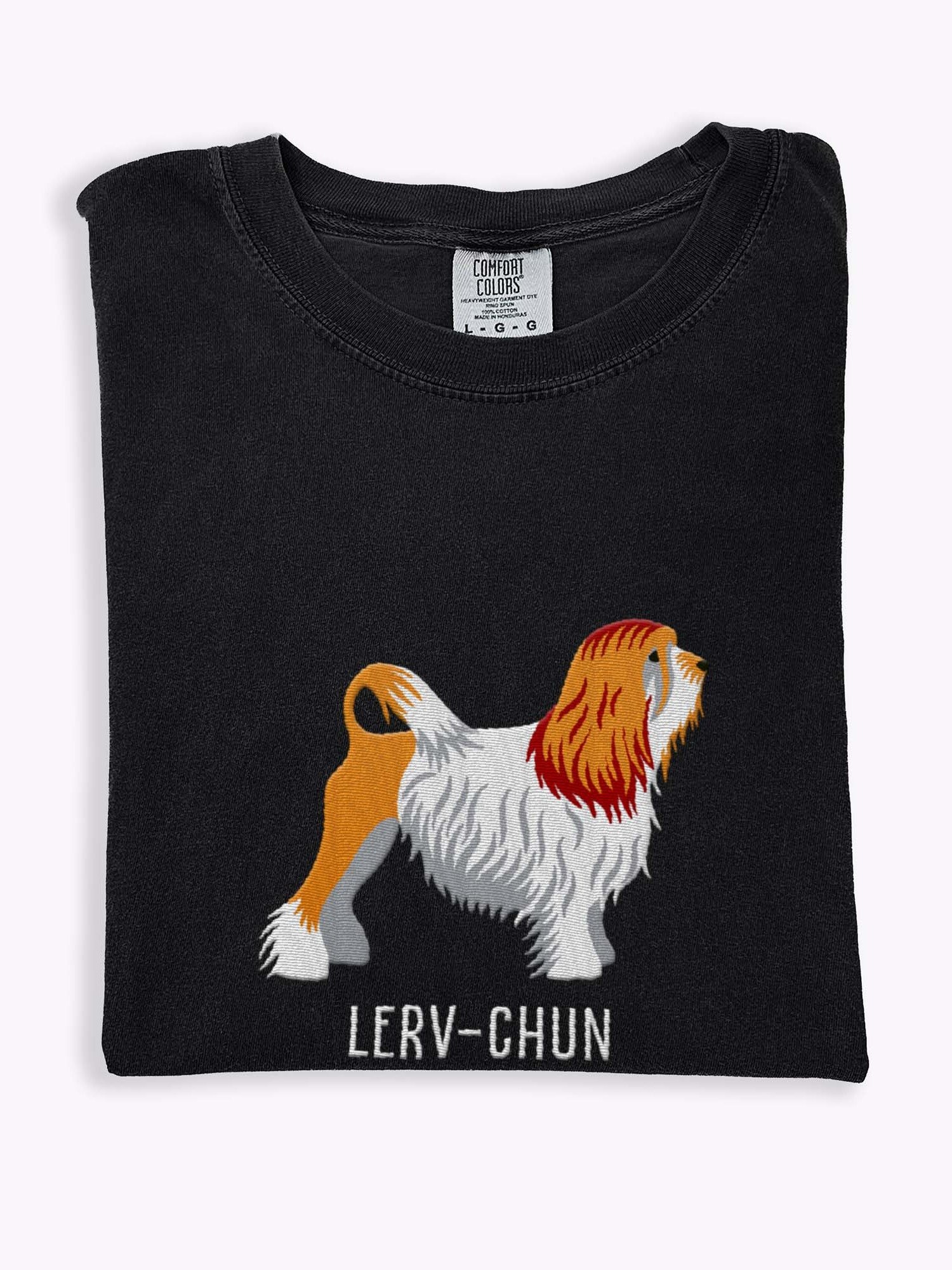 Lerv-Chun T-Shirt(Embroidered) of a Lowchen(Brown & White) product image (1)