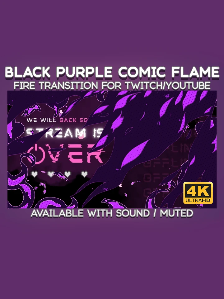 Black Purple Comic Fire Video Transition - Comic Fire Transition for Twitch Stream and YouTube Video product image (1)