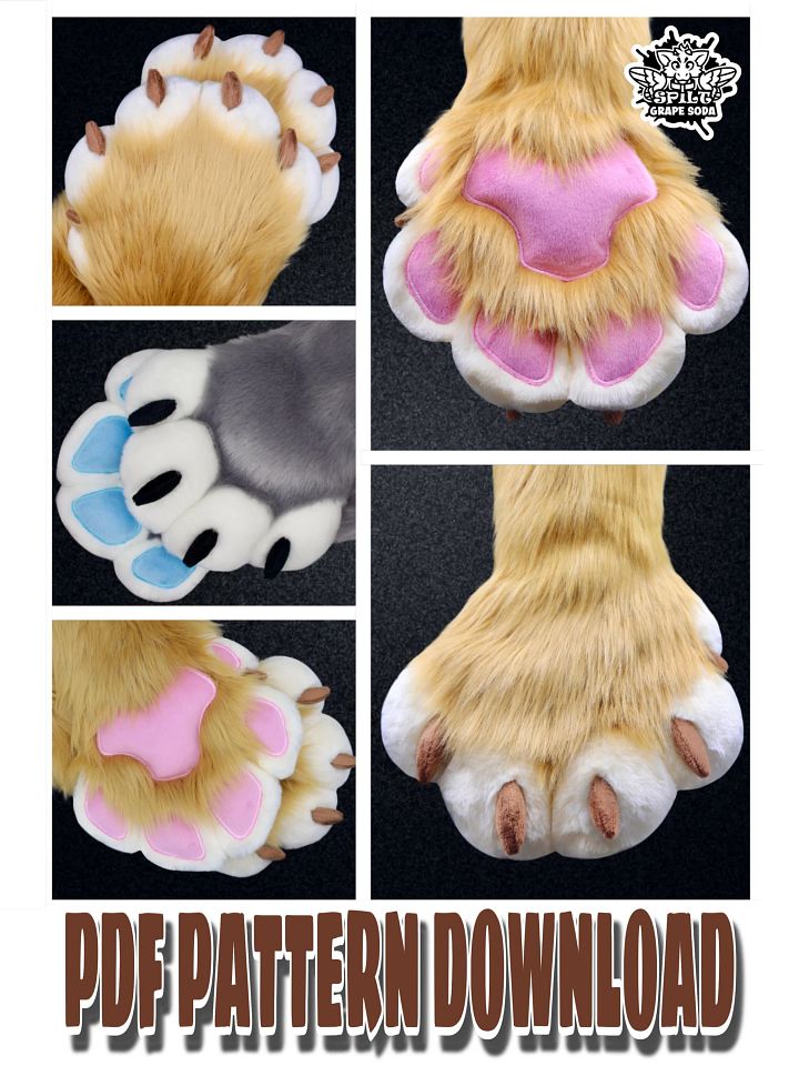 Feral Style Puffy Hand Paw Pattern with Optional Dewclaw [PDF DOWNLOAD] product image (1)