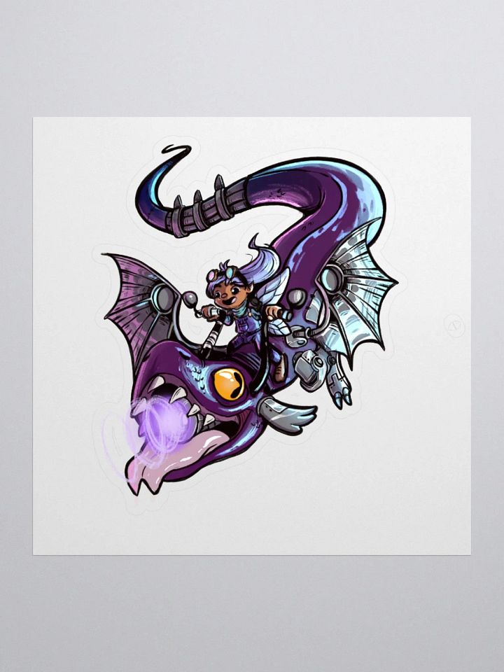 Cyberpunk Fairy Riding Cyborg Dragon Sticker - Sci-Fi Fantasy Decal product image (1)