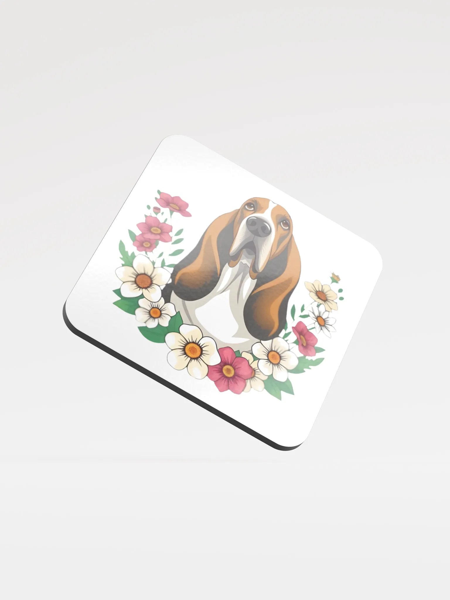 Floral Basset Hound Cork Coaster product image (2)