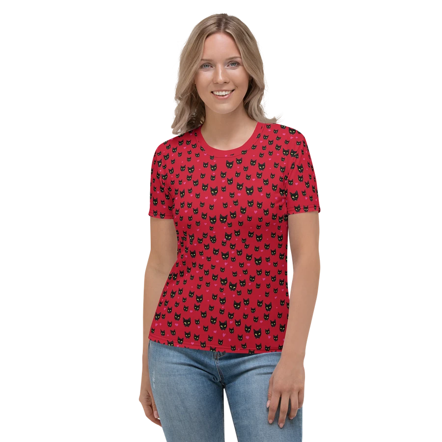 'Red Kitty Dots' Womens Poly Tee product image (4)