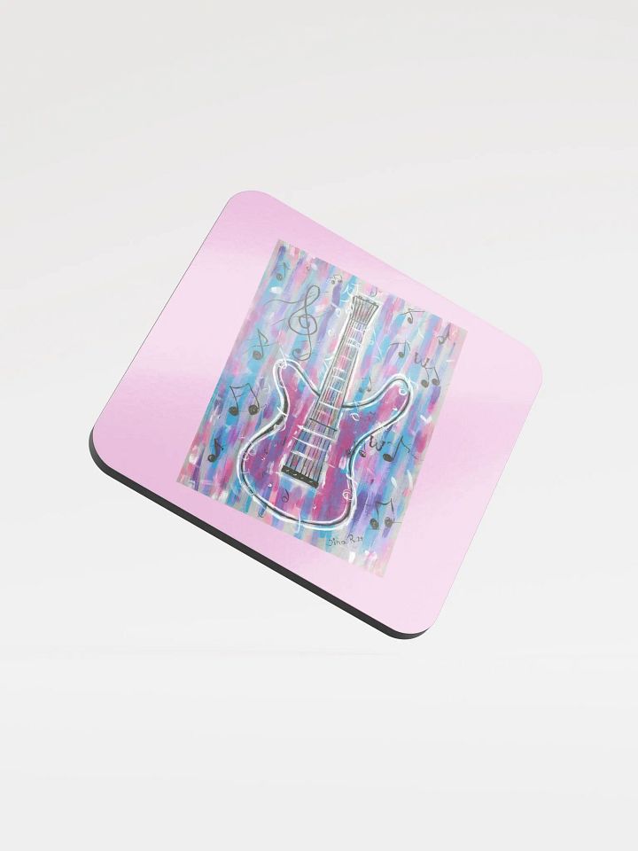 My Guitar (art by Dina R.) acrylic painting picture Glossed Cork Coaster product image (1)