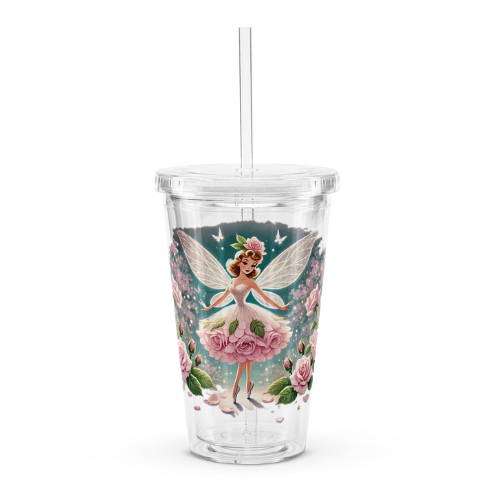 Pink Rose Fairy Plastic Tumbler with Straw product image (1)