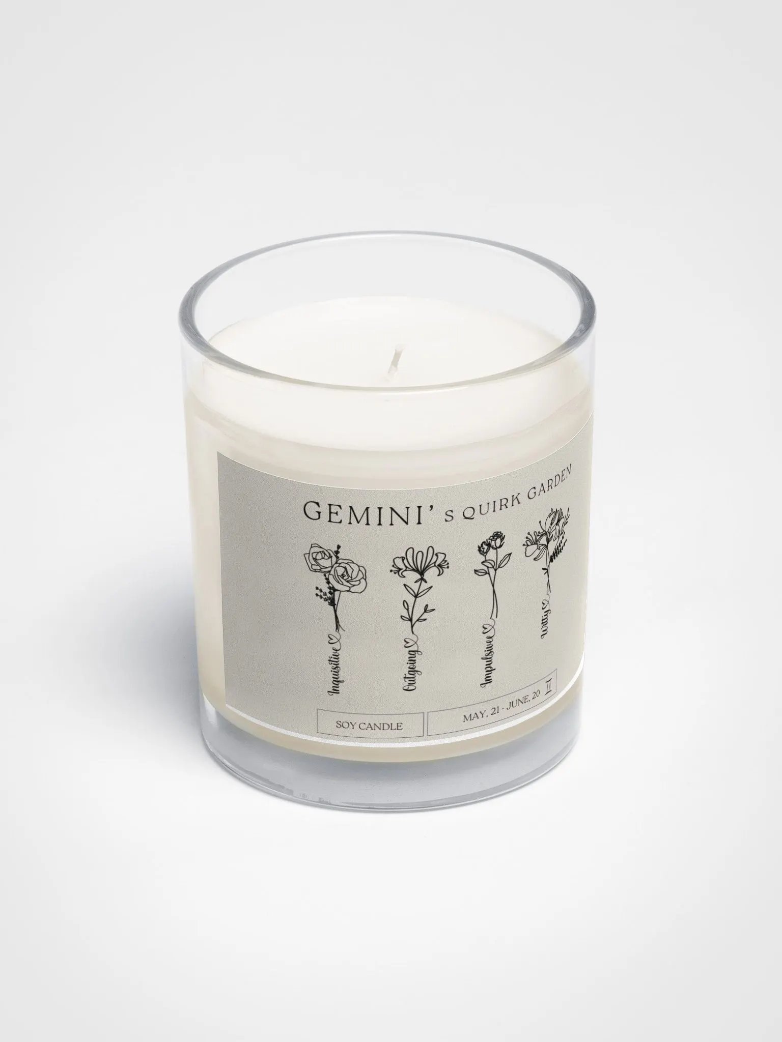 Minimalist Month Flower Gemini Vegan Soy Wax Candle product image (3)