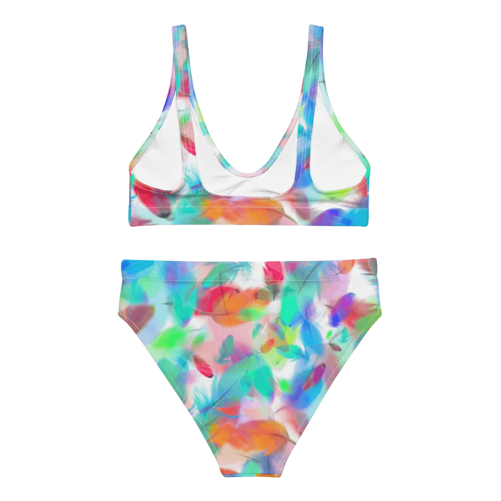 Colorful Feather Pattern Design High Waisted Bikini - v2 product image (4)