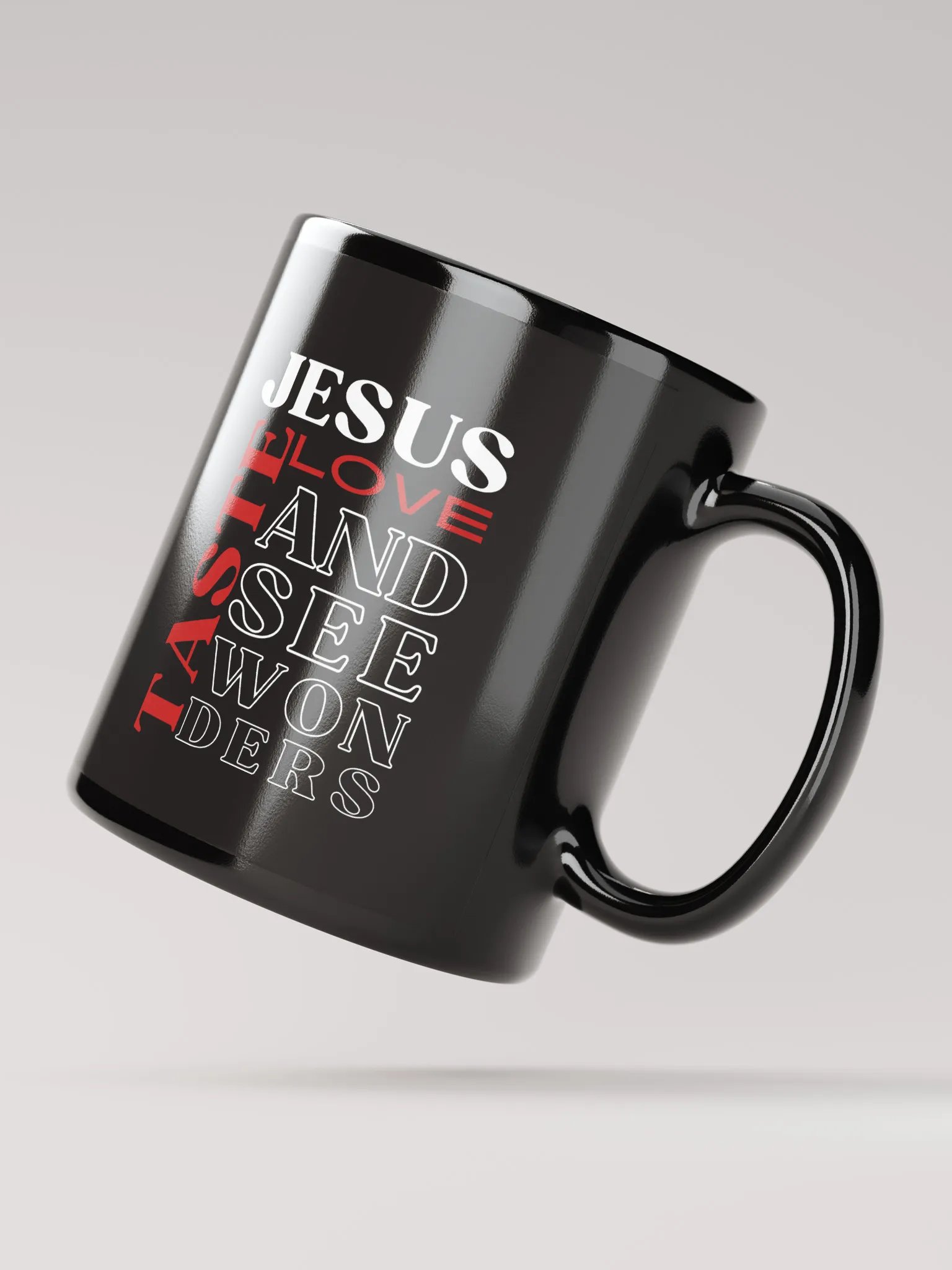 Taste JESUS Love Black Gloss Ceramic Mug product image (4)