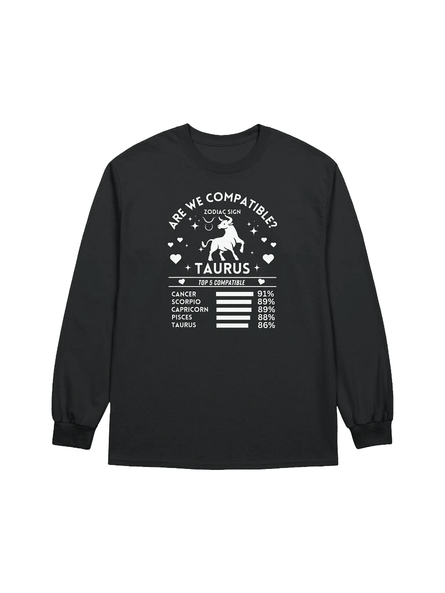 Taurus Zodiac Sign Romantic Compatibility - Gildan Ultra Cotton Unisex Long Sleeve T-Shirt - Dark Colors product image (2)