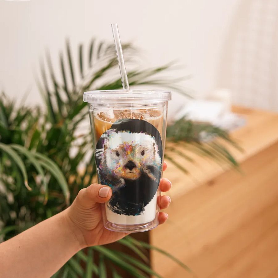 Watercolor Sea Otter Double Wall Tumbler product image (3)