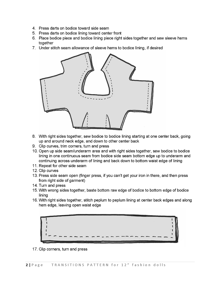 Transitions sewing pattern for 12" fashion dolls product image (3)