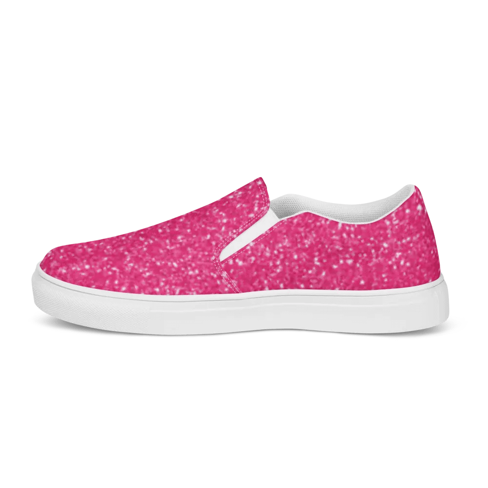 Sparkling Pink Glitter Women's Slip-On Shoes product image (9)