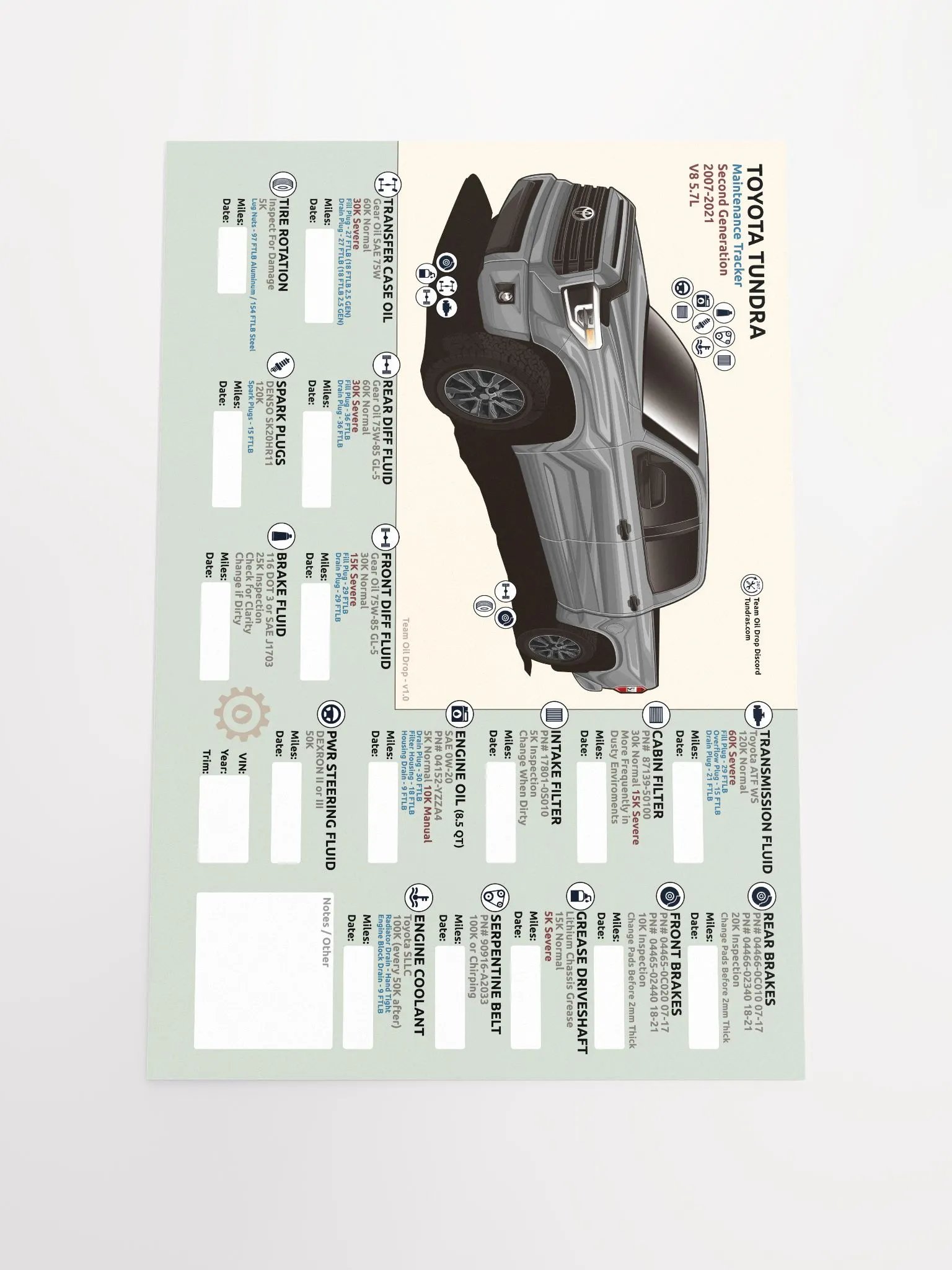 2nd Gen Tundra Maintenance Tracker - Silver / Cement product image (2)