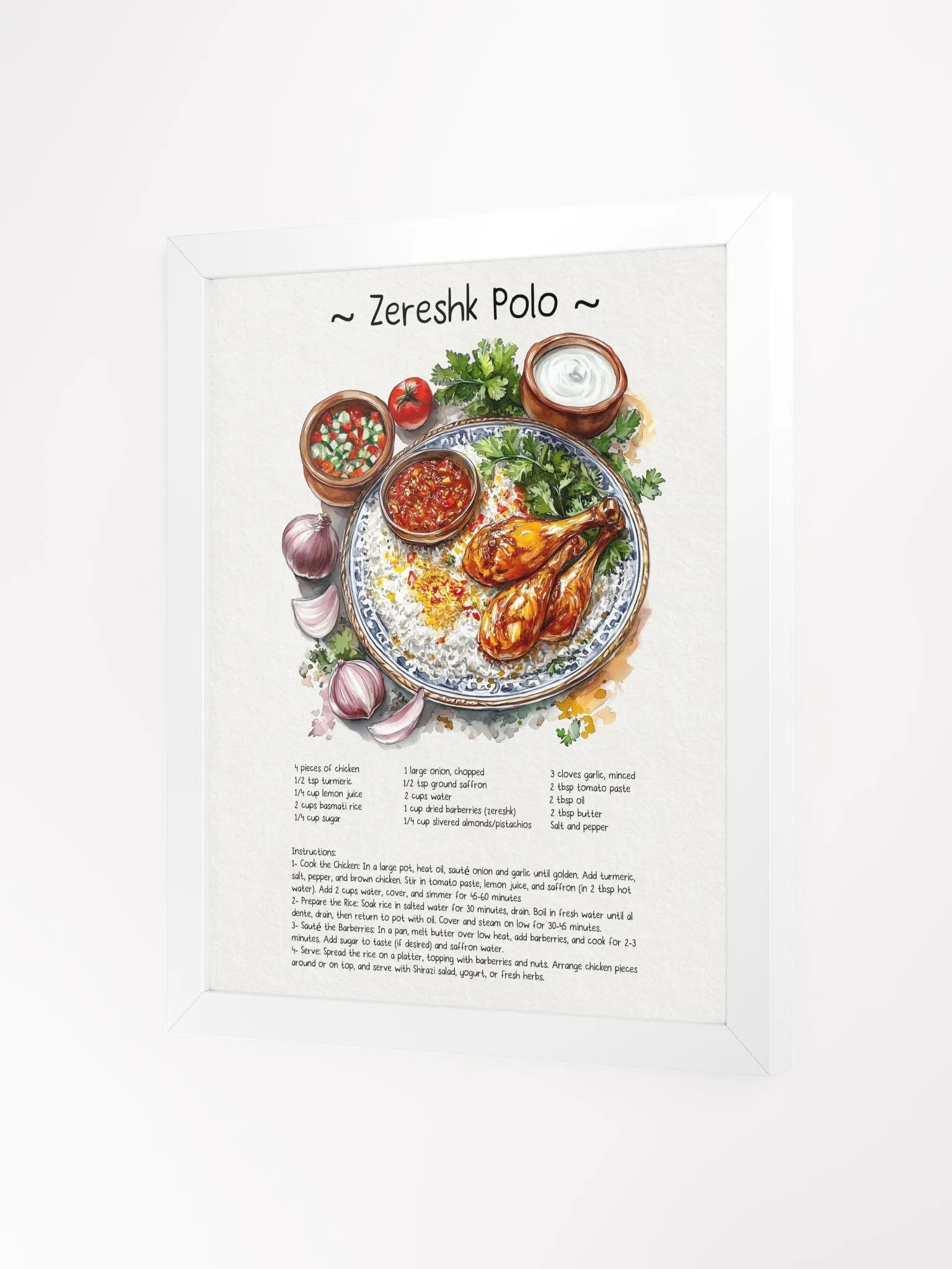 Zeresk Polo Watercolor Illustration | Persian food Recipe | Cuisine Kitchen Wall Art | Minimal Art | Food Art | Food Illustration product image (26)