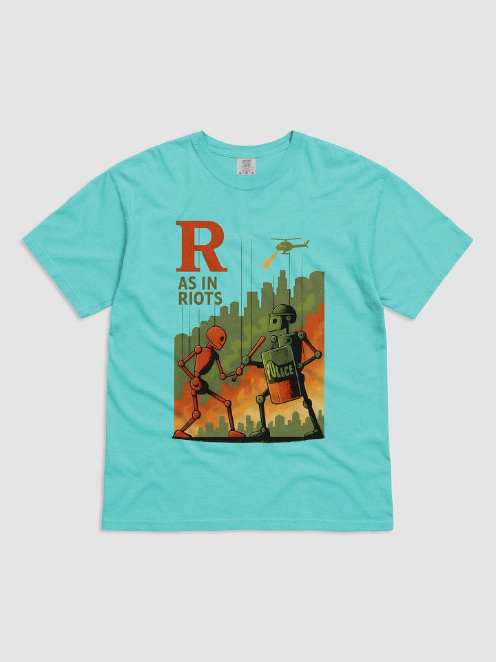 R as in riots garment-dyes heavyweight t-shirt by dark alphabet product image (1)
