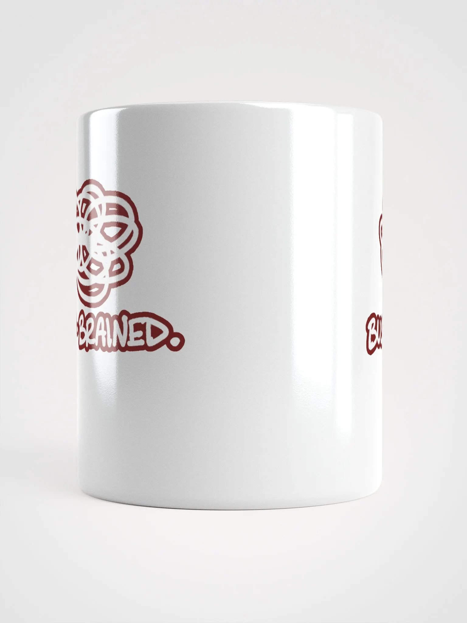 BUSY-BRAINED (lined design, #6D1616) glossy white mug product image (10)