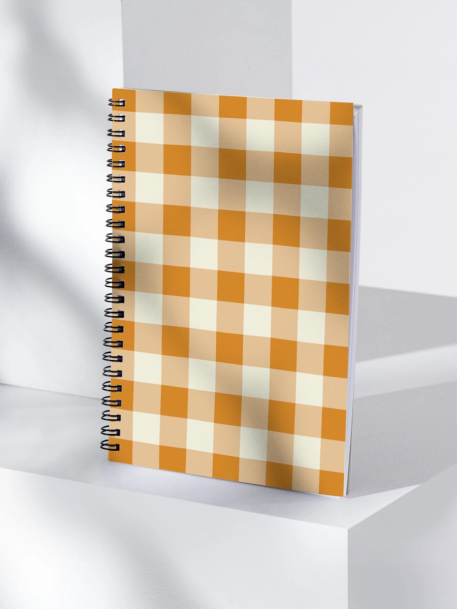 Orange & Cream Gingham Boho Bullet Journal – Spiral Notebook with Dotted Pages & Creative Planner product image (4)