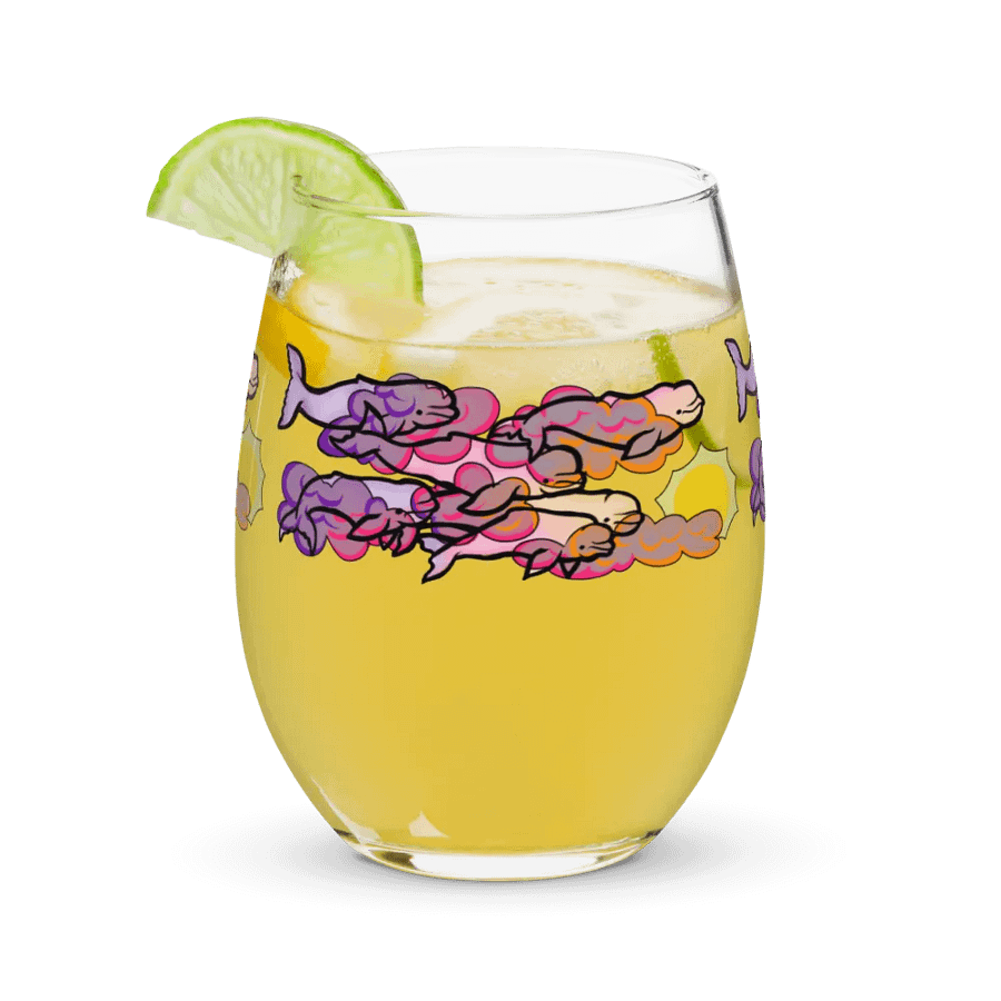 sunset beluga whales stemless wine glass product image (9)