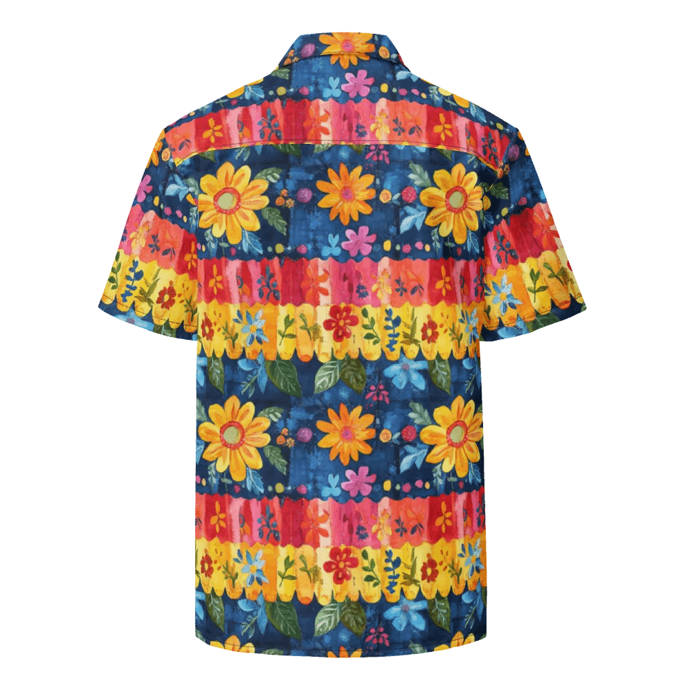 Mexican Folk Art Floral Pattern-Seamless Textured Stripe Hawaiian Shirt product image (2)