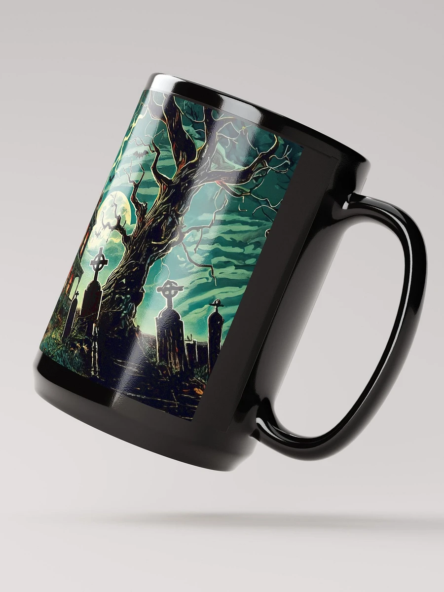 Giant Spider on a Haunted House Black Glossy Mug product image (3)