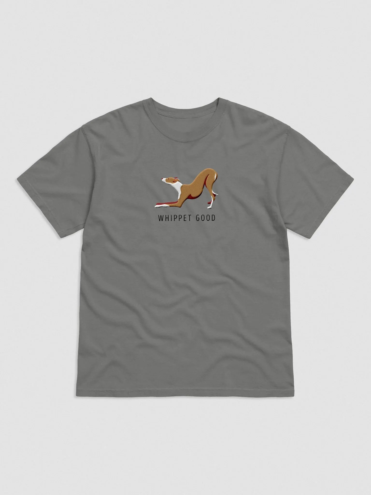 Whippet Good T-Shirt(Embroidered) of a Whippet(Tan & White) product image (4)