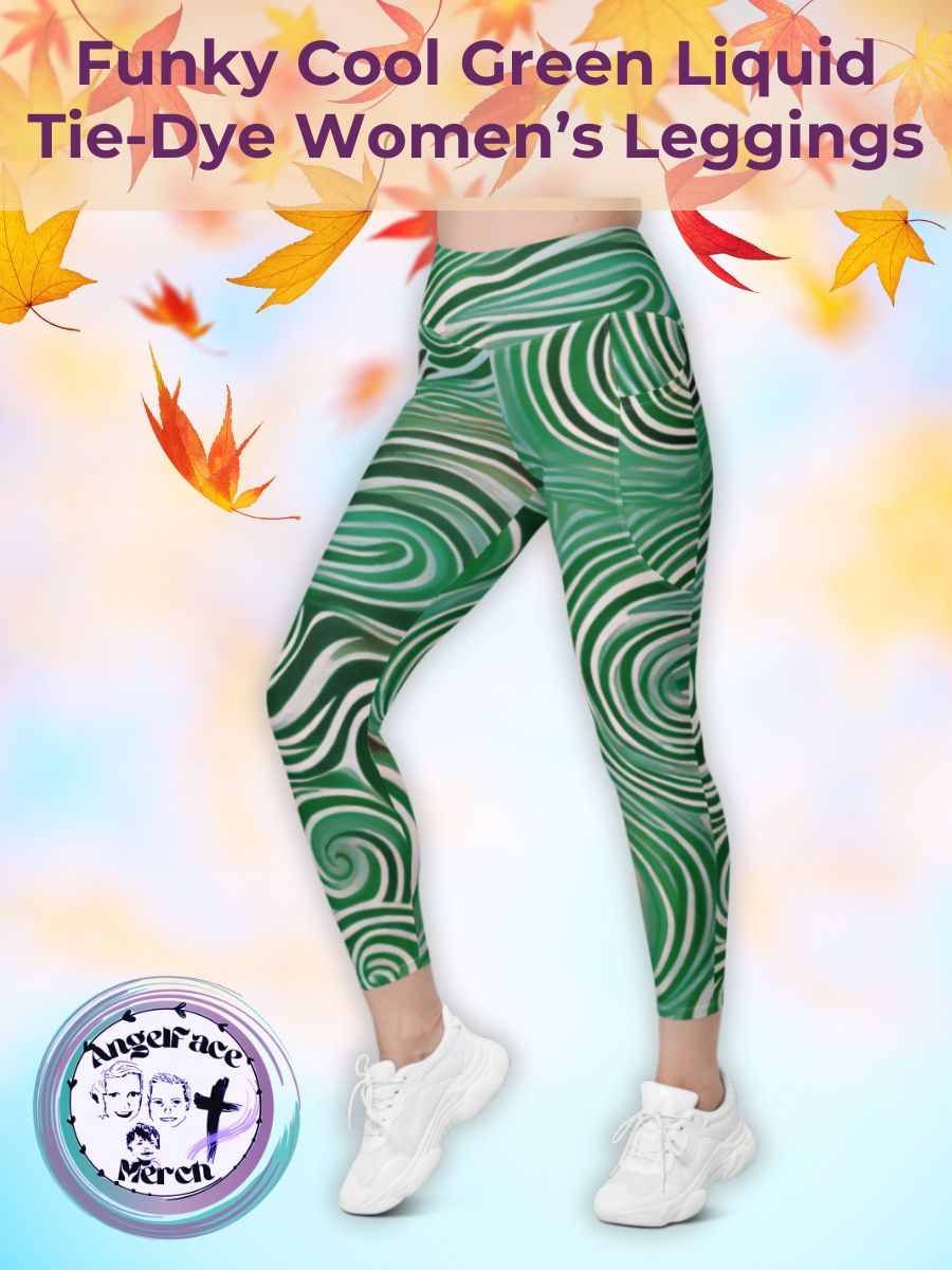 Funky Cool Green Liquid Tie-Dye Women's Leggings product image (1)