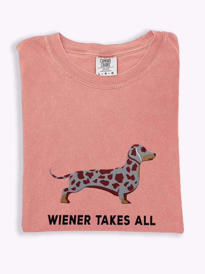 Wiener Takes All T-Shirt(Embroidered) of a Dachshund(Dapple) product image (1)
