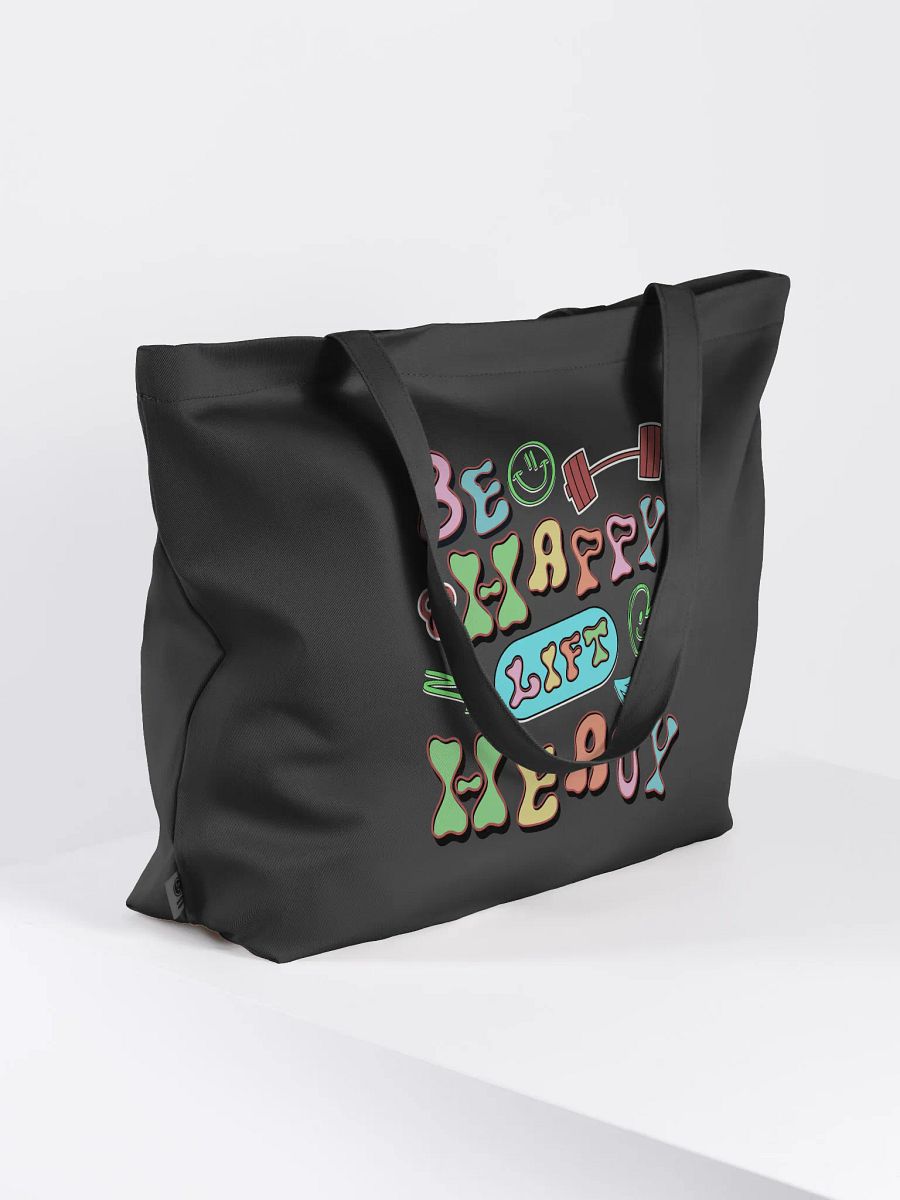 Be Happy Lift Heavy Weightlifting Groovy Fitness Tote Bag product image (1)