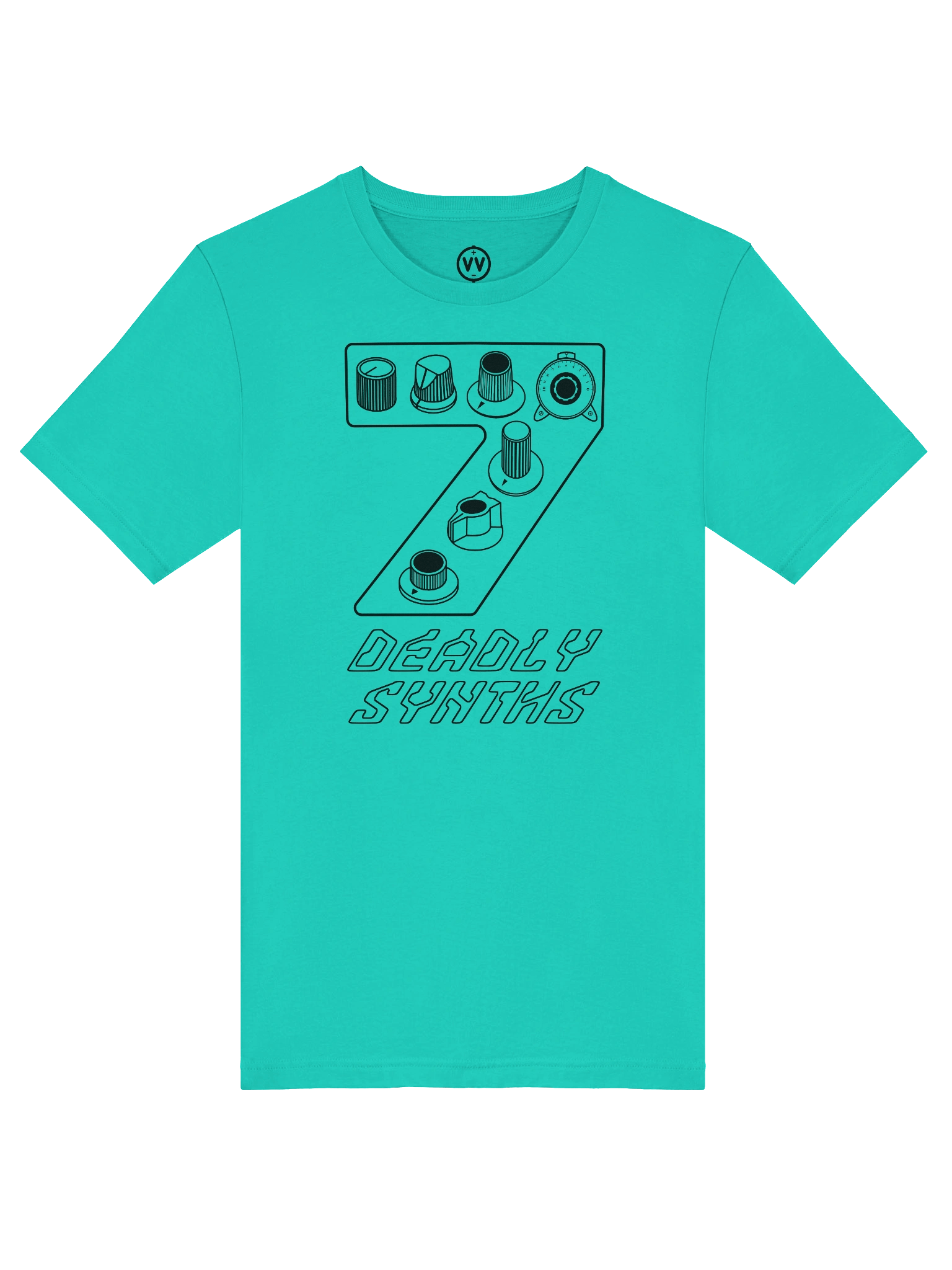 Synthesizer Legends T-Shirt - Seven Deadly Synths (7 Synthesis Classics) BLACK PRINT product image (6)