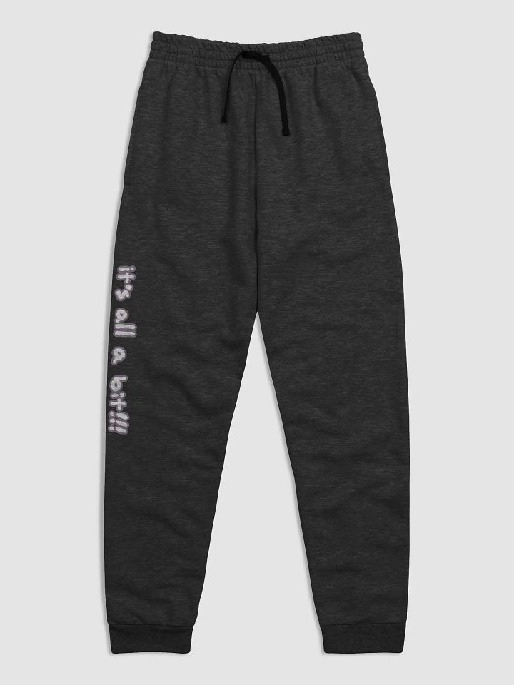 “It’s all a bit!!!” (long-lined design, #8D778F) unisex joggers product image (11)