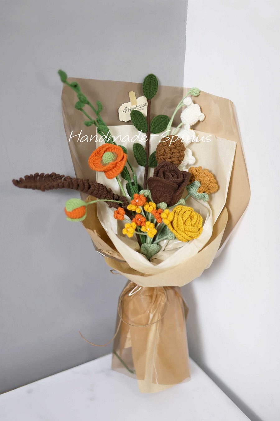 Brown Orange Autumn Charm Crochet Knit Bouquet product image (2)
