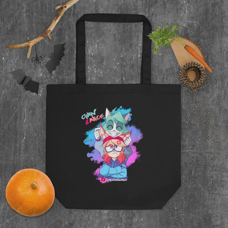 Cyan teasing Alice's Eco-Friendly Tote Bag product image (5)