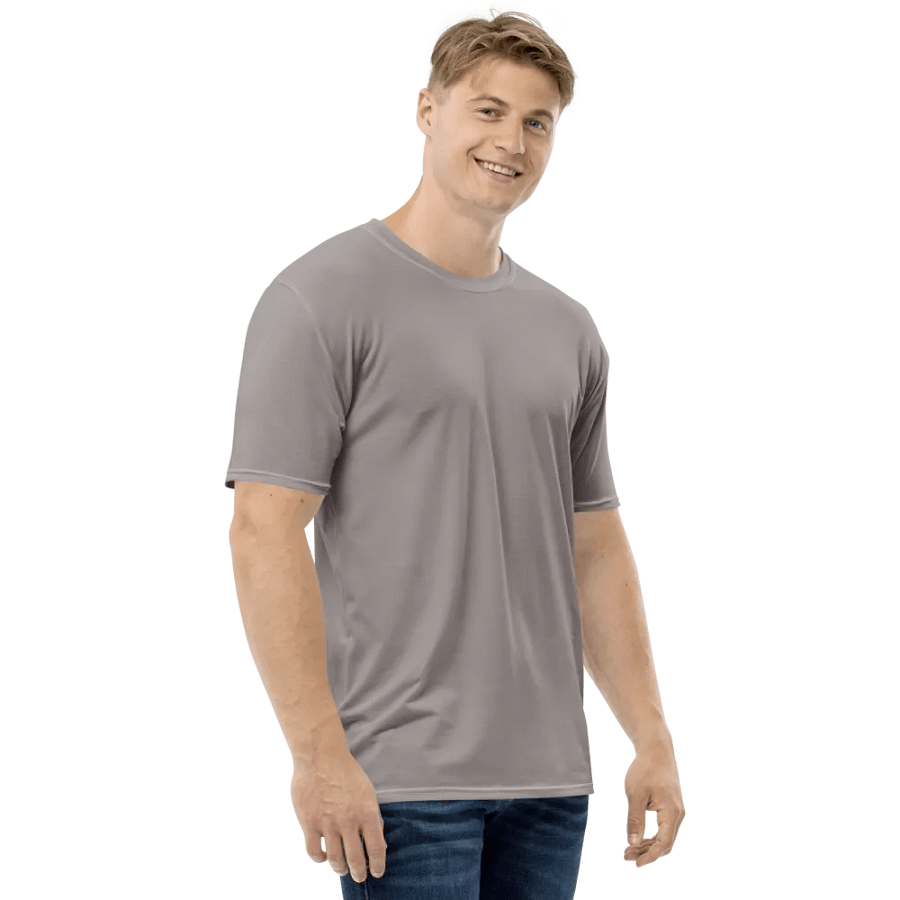 Plain Grey Soft Summer Men's Crewneck Polyester Heavyweight Premium T-Shirt by Treasure Pie product image (6)