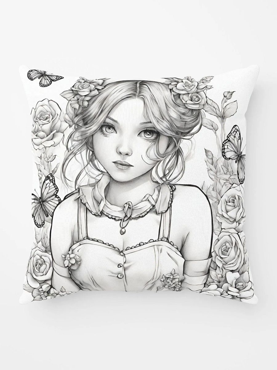 Monochrome Girl, Roses and Butterflies Design Pillow product image (6)