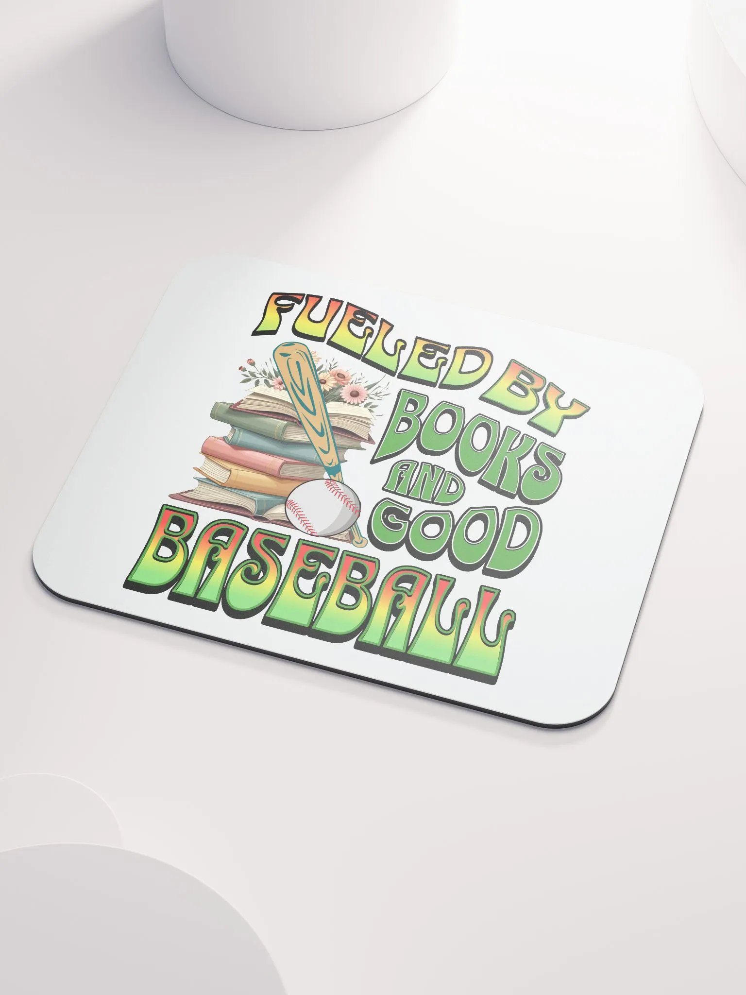 Fueled By Books And Good Baseball Mouse Pad product image (3)