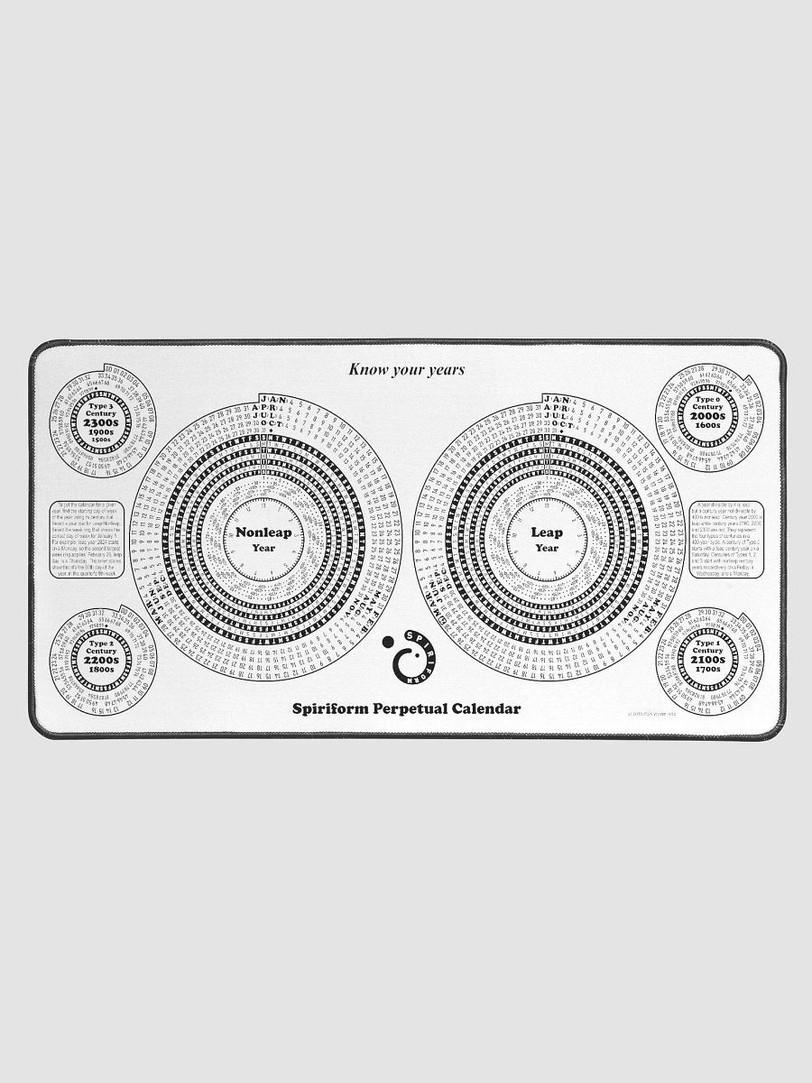 Spiriform Perpetual Calendar Desk Mat product image (1)