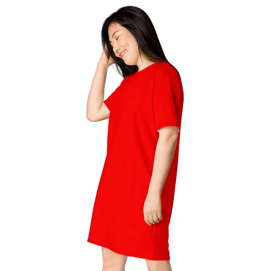 Plain Color Red T-Shirt Dress product image (3)