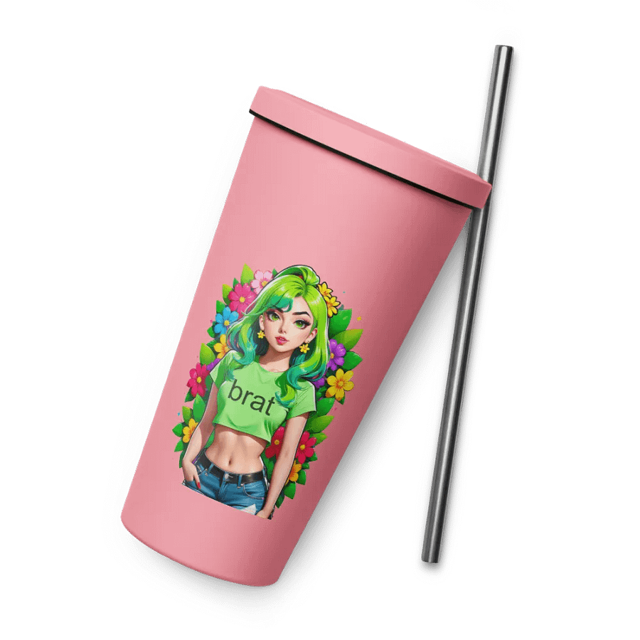 Brat 20 oz Tumbler Cup - Pink - Insulated Tumbler with a Straw v2 product image (8)