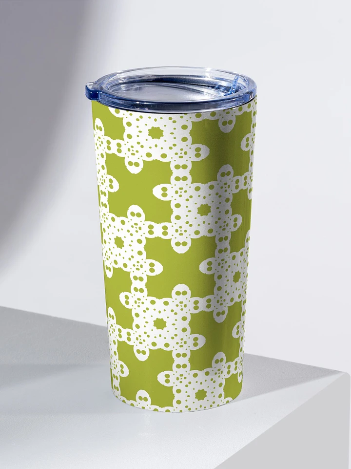 Stainless Steel Tumbler - 20oz - Reef Maze - White on Apple Green product image (1)