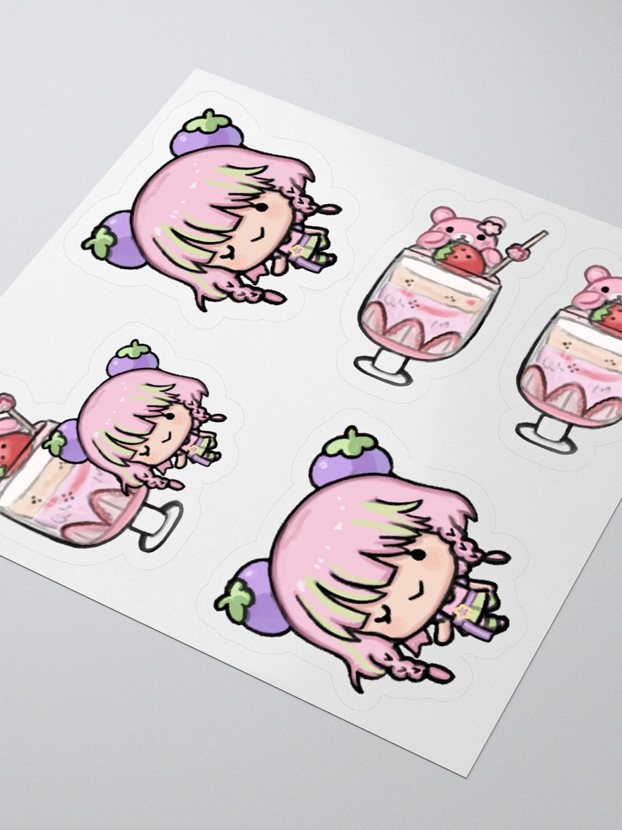 The Mango, the Bear, and the Strawberry Parfait Sticker Sheet (4x4") product image (3)