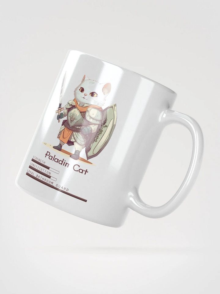 RPG Paladin Cat white ceramic mug 11oz 15oz 20oz for gamers and cat lovers product image (5)