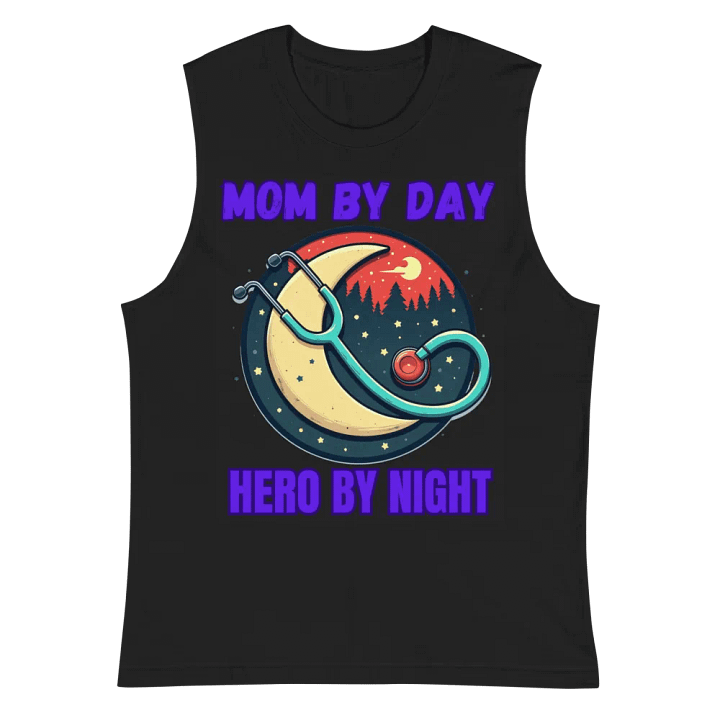 Mom By Day, Hero By Night, Moonlit Hero Muscle Tank product image (3)
