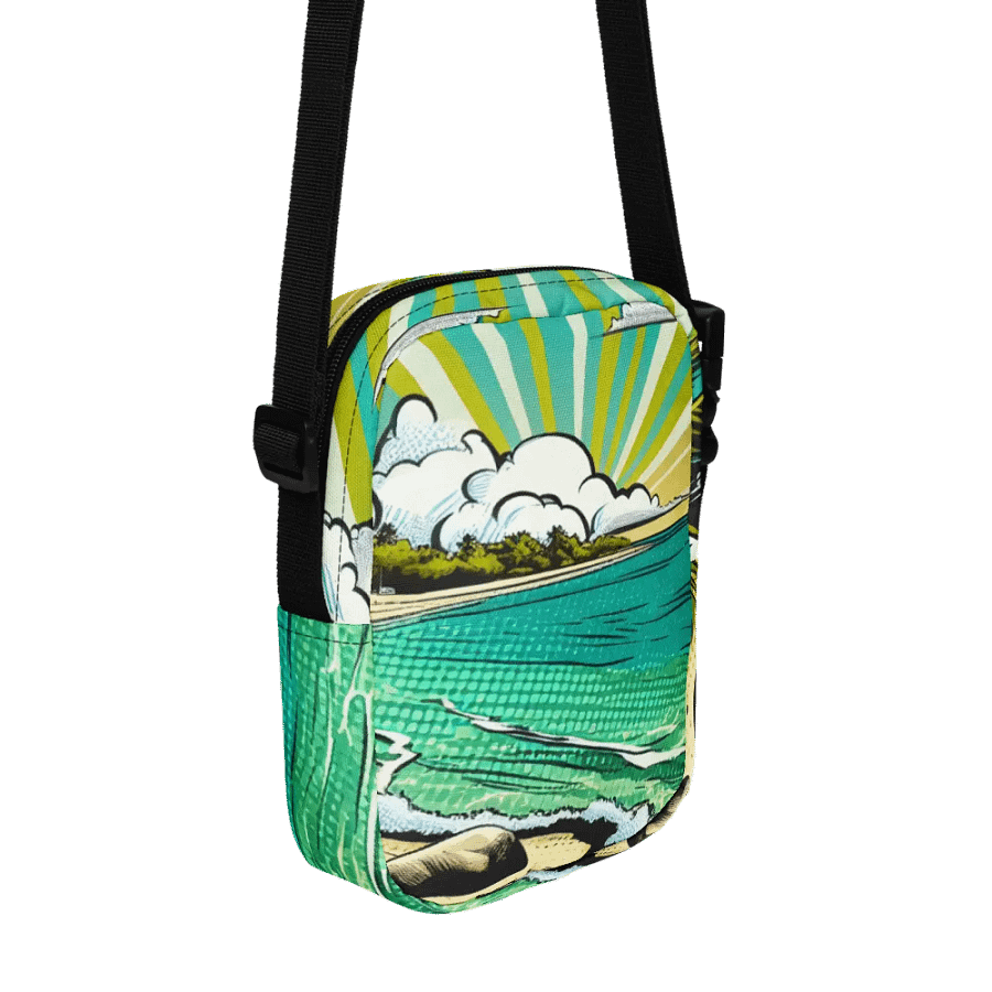 All-Over Print Utility Crossbody Bag | AI Design Zanzibar beach product image (11)