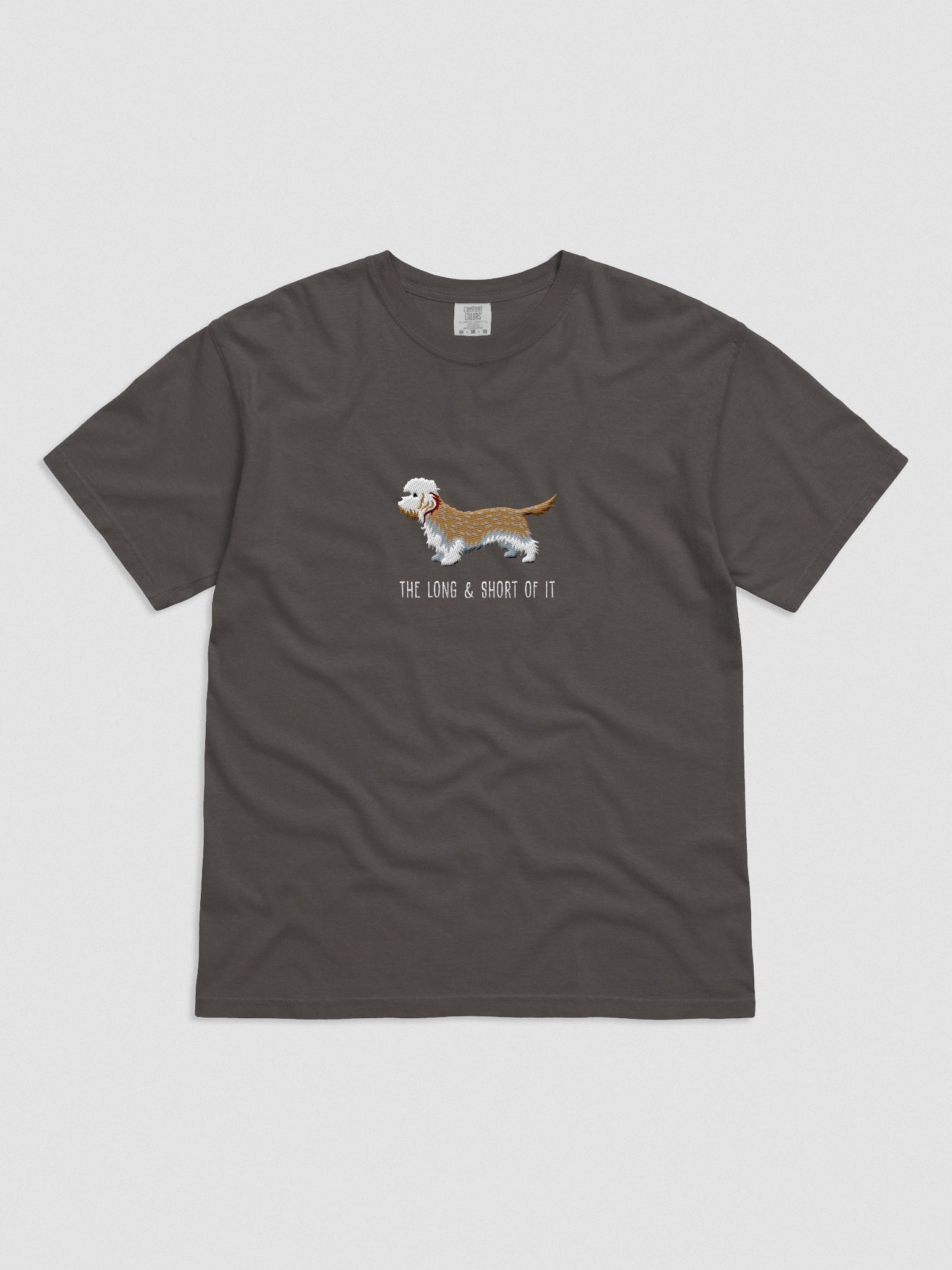 The Long and Short of It T-Shirt(Embroidered) of a Dandie Dinmont Terrier(Mustard) product image (4)