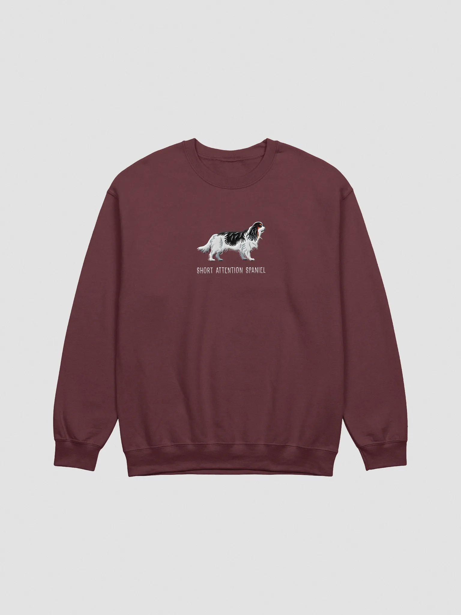 Short Attention Spaniel Sweatshirt (Embroidered) of a King Charles Spaniel(Tricolor) product image (3)
