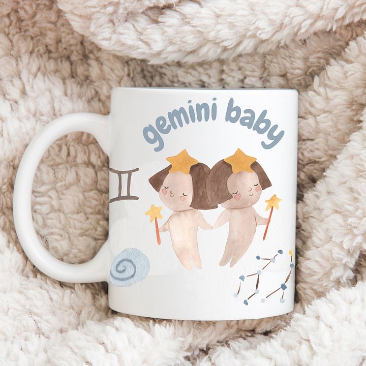 Gemini Baby May 21- June 21 WHITE GLOSSY MUG Baby Gift, New Baby Gift, Fun Astrology Gift product image (1)