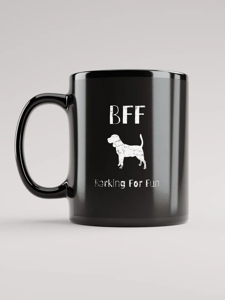 Beagle BFF Barking for fun, funny pun, cute joke, noisy dog, ambidextrous left-handed right-handed tea coffee mug product image (2)