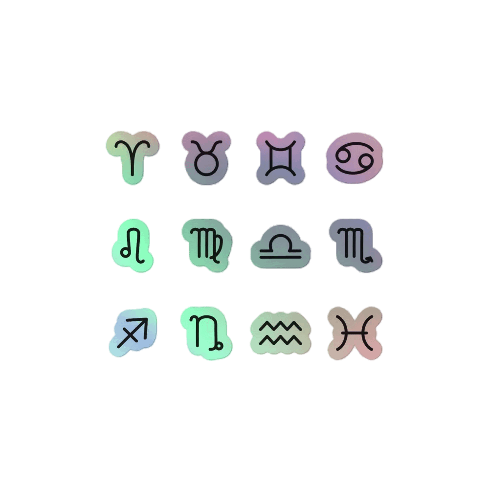 Zodiac Symbols (bubble style) - Holographic Sticker Set product image (4)
