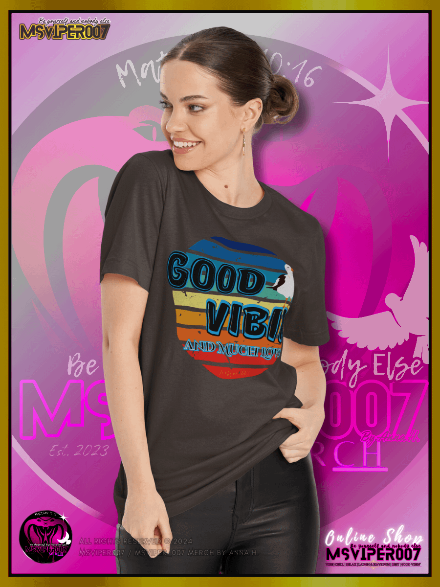 T-Shirt - MsViper007's "Good Vibin' and Much Love™ [Retro/Coastal]" Gaming Comfort T-shirt By Anna H. product image (4)